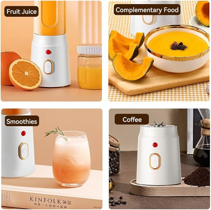 15oz Portable Blender,USB Rechargeable with 10 Blades for Juice and Smoothies,Electric juicer with Extra Handle Lid for Travel Sports Outgoing