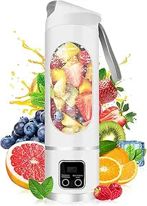 Portable Personal Electric USB Juicer,500ML Mini Blender Portable Blender For Shakes and Smoothies juice,12 Blades Great for Mixing,Compact、Convenient and Versatile (White)