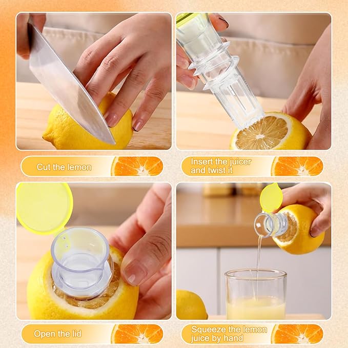 Lemon Squeezer, Screw-Top Lemon Squeezer, Screw Cap Juicer with Built-in Filter, Portable Lemon Juicer With Lid, Squeeze Lime for Cocktails, Drinks (Green+Yellow)