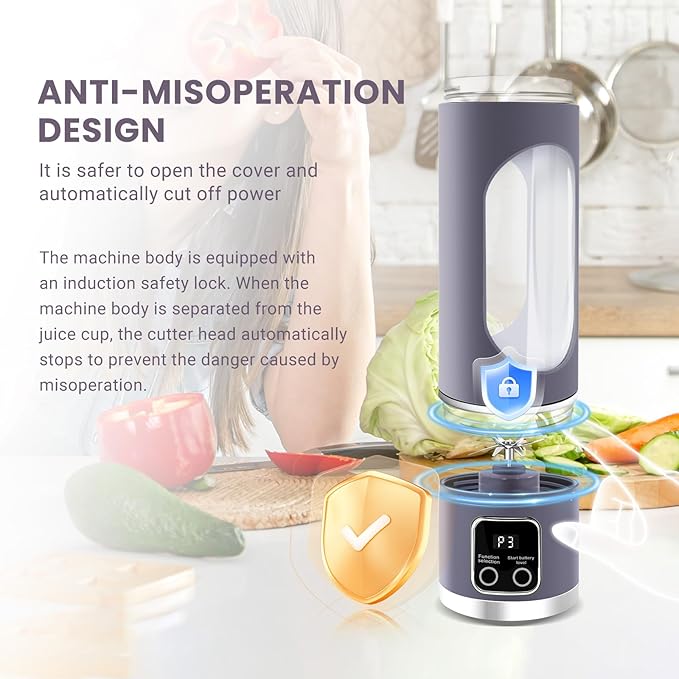 Portable Personal Electric USB Juicer,500ML Mini Blender Portable Blender For Shakes and Smoothies juice,12 Blades Great for Mixing,Compact、Convenient and Versatile (Purple)