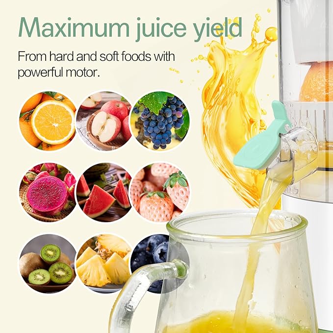Rechargeable Electric Juicer - Citrus Juicer with Type-c Rechargeable for Orange, Lemon and Grapefruit Juicing. (White-45Watts)