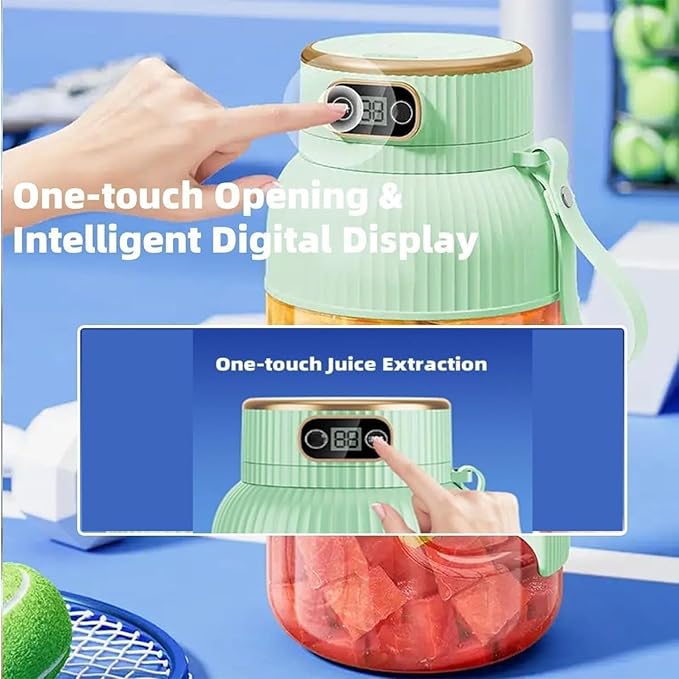 New Multifunctional Portable Juicer Cup with Digital Display, 42 Oz Portable Juicer Cup, Juice Cup Blender, Multifunctional Travel Cup for Shakes & Smoothies (Green)