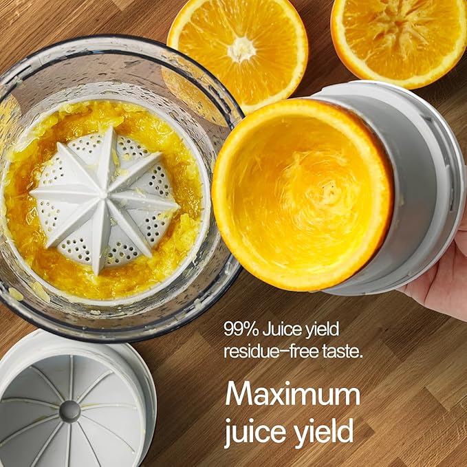 Rechargeable Electric Juicer - Citrus Juicer with Type-c Rechargeable for Orange, Lemon and Grapefruit Juicing. (White-45Watts)