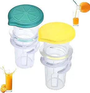 Lemon Squeezer, Screw-Top Lemon Squeezer, Screw Cap Juicer with Built-in Filter, Portable Lemon Juicer With Lid, Squeeze Lime for Cocktails, Drinks (Green+Yellow)