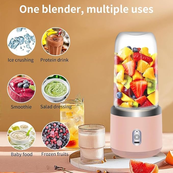 Personal Blender for Shakes & Smoothies, 400ml – 2 To-Go Portable Cups & Lids, Easy Clean, High-Speed Mixer for Juices, Kitchen, Baby Food – Powerful Motor, Safe Double Tap