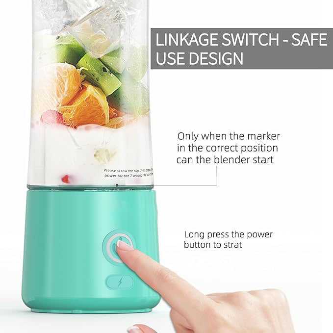 Portable Blender,USB Rechargeable Personal Mixer for Smoothie and Shakes, Mini Blender with Six Blades for Baby Food,Travel,Gym(Update)