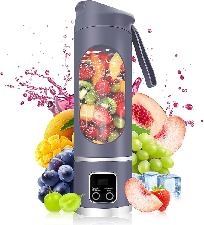 Portable Personal Electric USB Juicer，500ML Mini Blender Portable Blender For Shakes and Smoothies juice，12 Blades Great for Mixing，Compact、Convenient and Versatile (Purple)