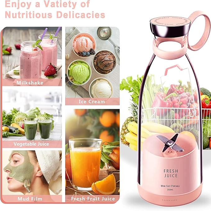Portable Juicer Blender,Fresh Juice Blender,350ml Wireless Portable Electric Juicer，fresh juice blender portable，suitable for making fruit juice, milkshakes, and smoothies